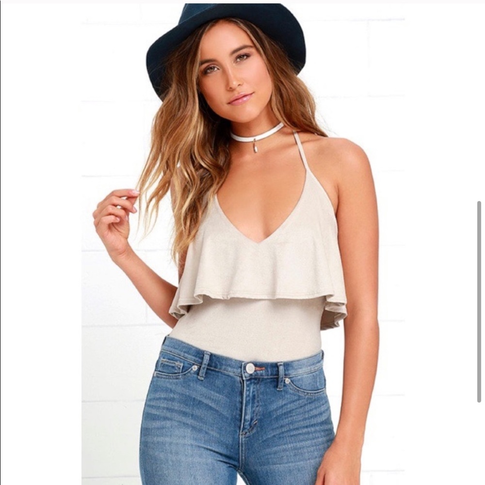 Suede Ruffle Bodysuit - Picture 3 of 7